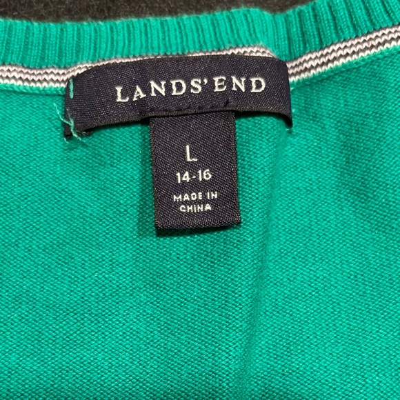 Ladies Land End 3/4 Sleeve Green Sweater - Picture 3 of 4